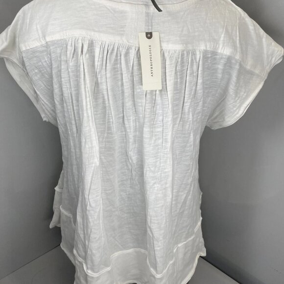 NEW ANTHROPOLOGIE Babydoll Swing Top – Size XS – Ivory Ruffle Smocked Shirt - Picture 5 of 7